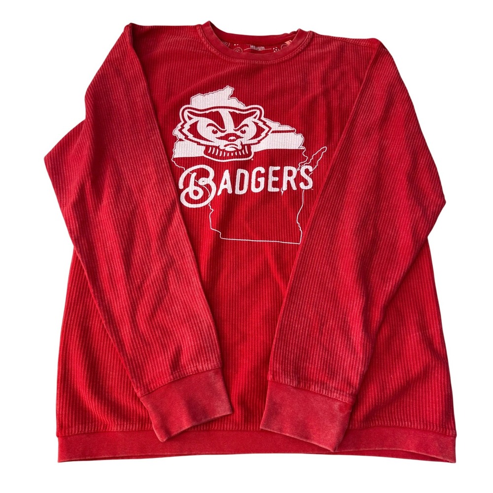 Pressbox Wisconsin Badgers Corduroy Retro‎ Mascot Shirt Womens Med New